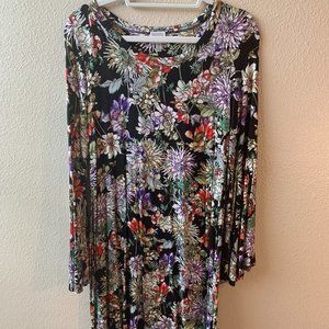 Cupio Long Sleeved Floral Tunic Dress w Bell Sleeves